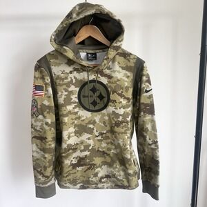 Pittsburgh Steelers Hoodie Boys Large Green Camo Pullover Dri Fit Nike On Field
